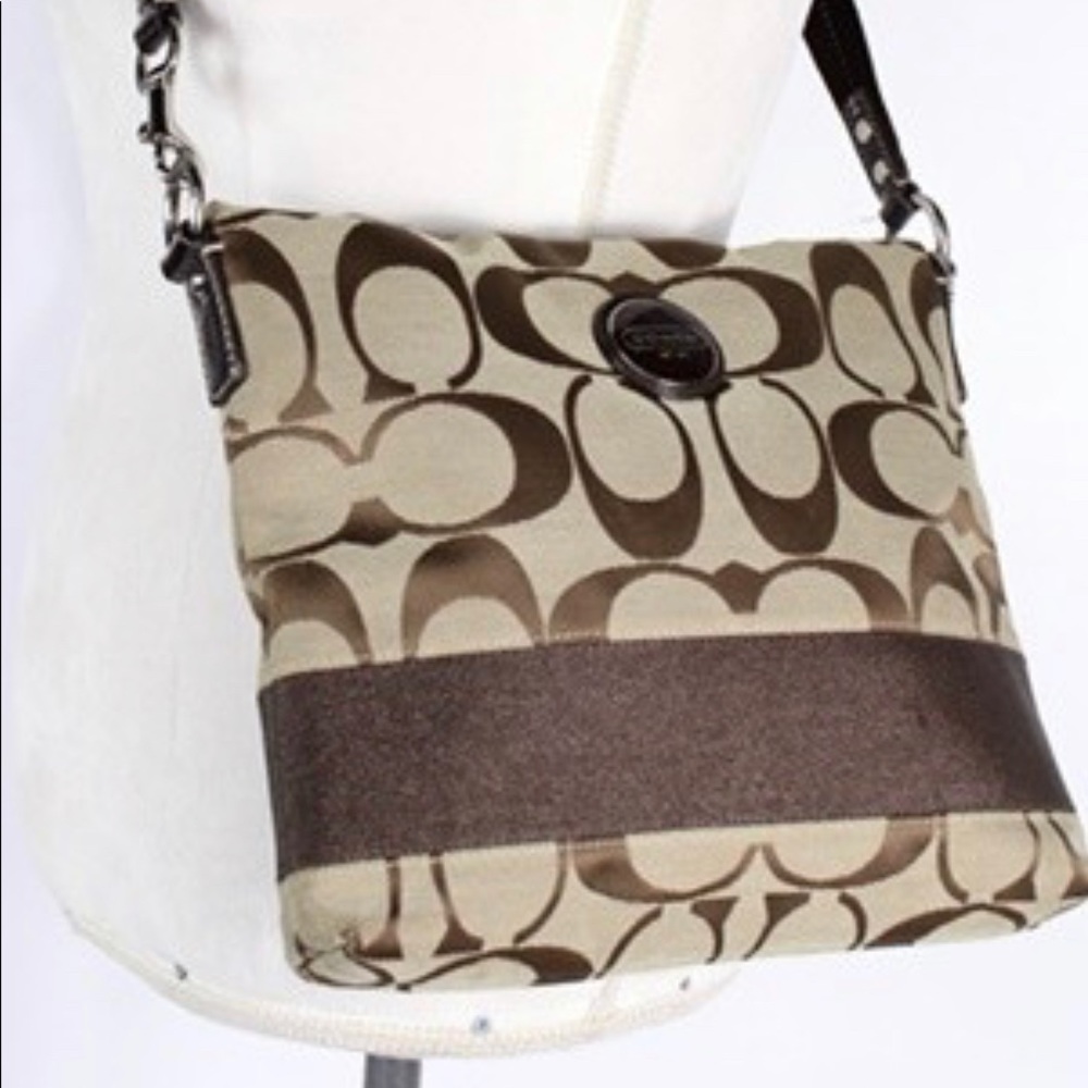 🌸Authentic Coach Signature Monogram XL Messenger